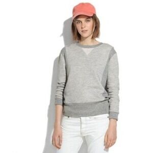 Madewell Hometeam Crewneck Sweater Size S Gray Colorblock Pullover Knit Cotton‎